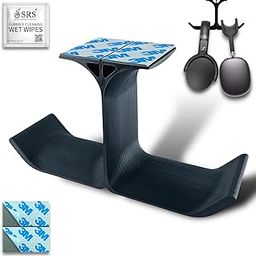 SRS® Dual Headphone Stand Holder Under Desk Hook Hanger with Cable Organizer Storage Options for All Professional | Corporate | Gaming Headsets & PC Accessories Stick-ON Adhesive (Pack of 1, Black)-picture-17