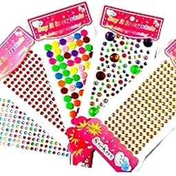 Pllanet Gold Big Size self Adhesive Multi Shaped Shining Stones Crystals Stickers for Art & Craft, Jewellery Making, Decoration, School Projects, Creative Work - Set of 5 (Multicolour)-image-58