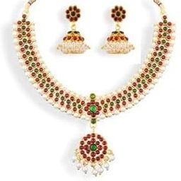 Bharathanatyam Set Kempstone Bridal Set Handmade Bharathanatyam Dance Jewelry Set (AD:007)-image-23
