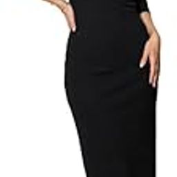 Black Rib Mock Round Neck Midi Dress-image-7
