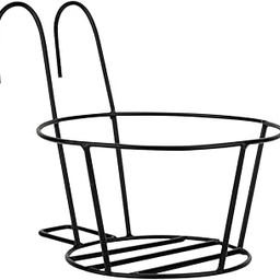 SUNBIRD Black Round Metal Hanging Railing Planters, Wire Pot Holder Plants Hangers Black Potted Stand Iron Rack Balcony Planter Basket for Outdoor Balcony (Set of 1)-image-70