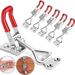 Serplex® 6 Pcs Toggle Clamp Latch With Lock Hole, Adjustable Latch, 330Lbs Holding Capacity, Heavy Duty Quick Release Pull Latch Toggle Clamp for Lid Jig, Cabinet, Tool Box Case-27