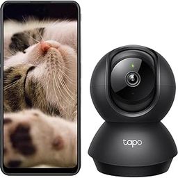 Tapo TP-Link 2K 3MP Pan/Tilt Indoor Security Camera for Baby Monitor, Pet Camera | Motion Detection & Tracking | 2-Way Audio | Cloud & SD Card Storage | Works w/Alexa & Google Home | Black C211-11