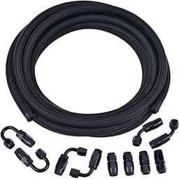EVIL ENERGY 12AN Transmission Cooler Lines Kit, AN12 Nylon Braided Fuel Line Hose Fitting Kit CPE 16FT Black-image-79