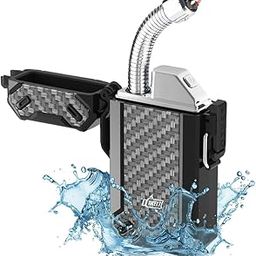 Camp Lighter with Dual Arc,Waterproof Windproof Lighter with Retractable Flexible Long Neck USB Rechargeable Lighter for Candle, Grill, and Outdoor-17
