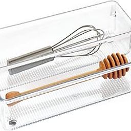 InterDesign Linus Non-Slip Multipurpose Plastic Kitchen Drawer Organizer for Silverware, Spatulas, Cutlery, Gadgets, Office Supplies, Cosmetics – Clear-20