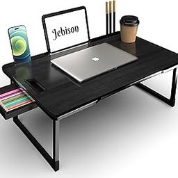 JEBISON Study Table/Bed Table/Foldable and Portable Wooden/Writing Desk for Office/Home/School (Black-COTTED)-10