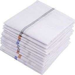 100% Cotton Mens Handkerchiefs - 16" x 16" Pocket Square Hankies for Wedding, Business or Daily Use-image-89