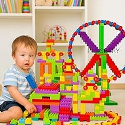 PULSBERY Educational Building Blocks for 3+ Kids (200 Pcs), Bright Bricks,Colorful Interlocking Train Block Set for Kids Preschoolers,Child Development Hands-on Activity (Multicolor)-image-21