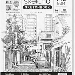 Anupam Sketch-O Sketchbook A4 | 50 Sheets 100 Pages | 140GSM | Durable Acid Free Drawing Paper | Top Spiral-Bound Sketchpad for Artists & Professionals for Marker Colored Pencil Charcoal Pastels-16