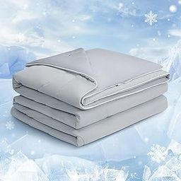 COHOME Cooling Comforter Queen/Full, Cooling Blanket for Hot Sleeper and Night Sweats, Cold Touch Fabric Absorbs Body Heat, Double-Sided Cool Design Soft Fluffy (Grey, (90"x90"))-image-73