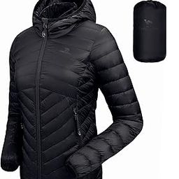 Women’s Lightweight Hooded Down Jacket Packable Puffer Insulated Coats, Black-1, XX-Large-image-12