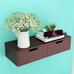 Wooden Twist Exclusively Launched Engineered Wood Wall Shelf with Drawer for Living Room, Storage and Home Decorative (Glossy Finish) (Brown)-image-116