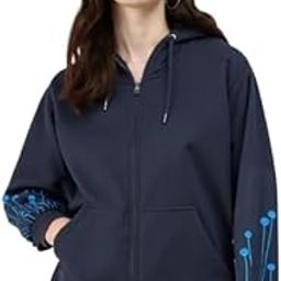 Solid Zip-Up Hoodie for Women's | Long Sleeves Hoodie with Print Casual Wear-image-6