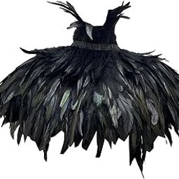 LOOM TREE Gothic Artificial Feather Cloak Soft for Stage Performance Black-image-66
