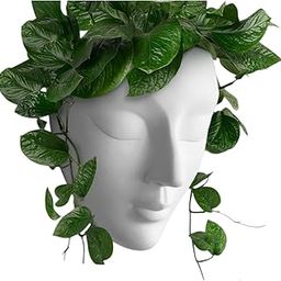 Urban Sense Lady Face Wall Hanging Ceramic Planter, Hanging Abstract Planter Vase, 17.5 x 13.5 cm, for Living Room, Wall Decoration, Balcony & Home Decor (White)-image-48