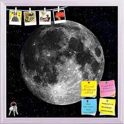 ArtzFolio Full Moon in The Night Sky | Bulletin Board Notice Pin Board | Vision Soft Board Combo with Thumb Push Pins & Sticky Notes | White Frame | 24 x 24 inch (61 x 61 cms)-picture-14