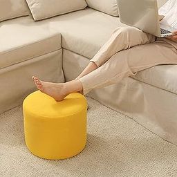 LEXAVI Brand - Footstool Round Cover Without Beans-(30x30x40 Cms), Color - Yellow-picture-14