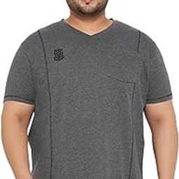 Plus Size Men's Regular Fit Solid V-Neck Tshirt-image-38