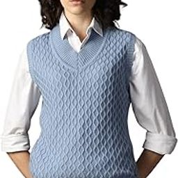 High Star Women Acrylic Knitted Regular fit V Neck Sleeveless Sweaters 54-image-34