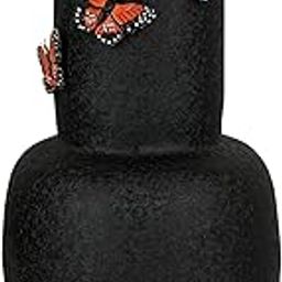 Arts Impex Small Black Metal Flower Vase | Matte Powder Coated with Floral Motifs | Handcrafted Table/Floor Vases | Size: 20x46 cm-image-93