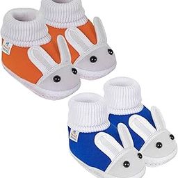 12 To 18 Months Baby Boys & Girls Pack of 2 Pair Cotton Rabbit Face Slip On Baby Booties-image-65