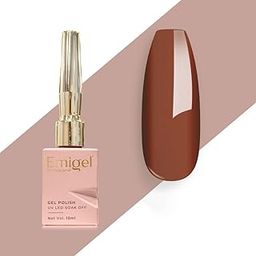 Emigel Professional UV Gel Polish PERSIAN RED - E166 | Cured With UV LED Lamp | Super Glossy Finish |Quick Drying Nail Polish (12ml) (BURNT BROWN, 12 ml)-image-95