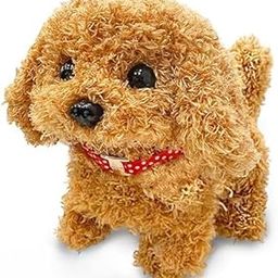 ACROWN Walking and Barking Dog Soft Toy Fantastic Puppy Battery Operated Run Toy Kid Cute Puppy Sound Braking for Kids (Curly Brown)-27