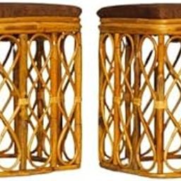 Hussain Funiture Cane Stool with Cushion (Brown, 2 Pieces Set)-image-56