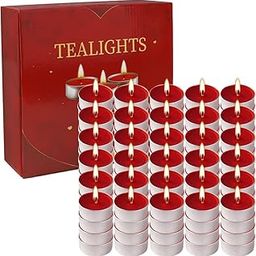 100 Packs Red Tealight Candles,Romantic Love Unscented Tea Lights Candles,Dripless & Long Lasting Smokeless Mini Tealight Candles for Mood,Romantic Decor,Pool,Dinners,Home,Wedding,Crafts(Red)-10