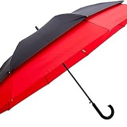 Sun Umbrella Golf Stretch Sturdy 360 Black and Red Double Canopy Large Stick-12