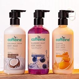 mCaffeine Body Wash with 3 Different Fragrances | Pure Bliss for Soft, Aromatic Skin Coconut Cream, Pumpkin Spice Latte & Blueberry Blast Shower Gel Trio For Both Women and Men -300 ml Each-63