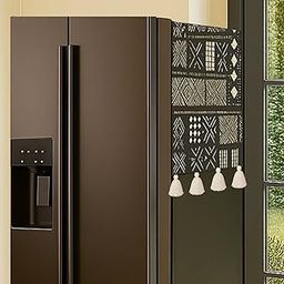 Side by Side Fridge Cover >400L | 450 GSM Durable Fridge Top Cover Mat | Fits Godrej, LG, Haier, Samsung Models | Dustproof Side by Side Door Refrigerator Cover in Mud Cloth Print | WWW.THROWPILLOW.IN-image-8
