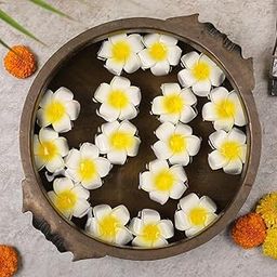 SATYAM KRAFT 12 Pcs Artificial Big Fake Foam Hawaii Beach Water Floating Flowers for Decoration, Pooja Thali, Festival & Events, Home, Table, Bedroom,Room, DIY Craft (6 cm) (White)-15