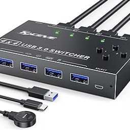 USB 3.0 Switch Selector 4 Port,MLEEDA KVM Switcher 4 Computers Sharing 4 USB Devices,USB Peripheral Switcher for Keyboard Mouse Printer Scanner,with Wired Remote Button and 4 USB 3.0 Cable-21