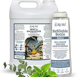 Rubz Mint & Eucalyptus Bubble Bath | Infused With Peppermint Extract | Reawaken Senses With Cooling Aroma Bubbles | Safe For Kids & Adults | 5 Litre With 500ml Refillable Bottle-image-5