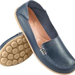Womens Comfortable Leather Floral Print Flats Casual Driving Loafers Walking Shoes for Women-image-23