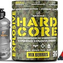 HulkNutrition Preworkout | Lean Muscles Building | Strength | Mental Focus | Energy | Powerful Pumps | Next Generation Preworkout Formulation with Creatine Monohydrate, Beta Alanine, AAKG, Vitamin C & Caffeine - For Men & Women [30 Servings, Mix Berries] Free Gallon Shaker Bottle-image-1