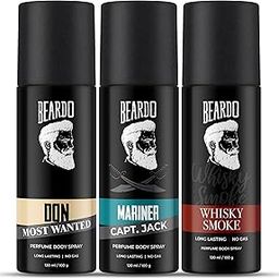 Beardo Deodorant Perfume Body Spray Set For Men (120ml x 3) | Don Deo with Most Wanted Fragrance - Citrus & Musky Scent | Mariner Captain Jack Body Spray with Aqua Notes | Whisky Smoke Deo Spray has Woody & Oudh Scent | Christmas gift for men | Gift For Friends | Gift for Men-image-78