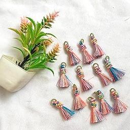 STRI Collections ZARI Tassels for Bridal Saree/Pearl KUCHULU for DUPPATA, Blouse/Handmade Pearl Tassels for Pallu/Easy to Attach and Detach (Pack of 12) (Multi Color)-image-23