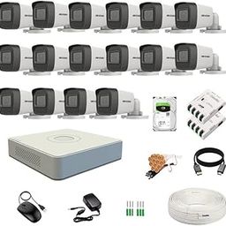 Clocite HIKVISION 16 Channel DVR with 2MP 16 Bullet Cameras with Audio Recording (Day/Night Vision) + 4TB HDD + Cable Roll (1+3) 8 CH Power Supply 2 Nos + BNC & DC Full Combo Kit-5