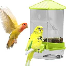 Parrot Feeder,Parrot Feeder for Cage Birds - No Jam Transparent Food Container with Removable Perch & Catch Tray (7.9x8.3x18.5cm) - Bird Box for Parakeets,Cockatiels-image-46