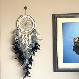 Craftonus Dream Catcher Boho Wall Hanging Woven Feather Dream Catcher Large Handmade Feathers Decoration Home Decor Ornament Craft Gift, 8 x 24 inches Ombre Black-picture-11