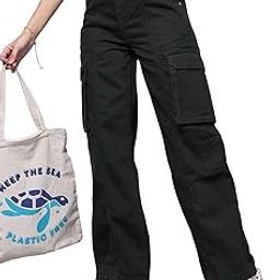 bewakoof Womens High Rise 100% Cotton Solid Straight Fit Jeans|Straight Fit Jeans – Regular Fit | Classic Denim Pants | Everyday Casual-picture-1