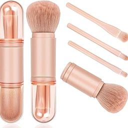 Stvin 4 in 1 Makeup Brush Set Professional with Protected Case, Synthetic Bristles - Easy Blending for Foundation, Blush, Eyeshadow for Travel & Daily Use, 4 Pcs (Rose-Gold)-44