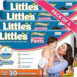 Little's Baby Diapers L Size (Large) Pants Style | 9-14 kg | 120 Count - Pack of 4 | CottonSoft Baby Diaper with Leakage Guard, Wetness Indicator & 12 Hours Absorption-image-32