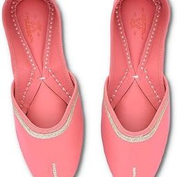 Handcrafted Beautiful Punjabi Famous Design Jutti for Women & Girls' Pure Leather Ethnic Footwear| Mojaris | Latest Ballet Flats| Traditional Embellished Wedding Shoes Bridal Mule Stylish Khussa Jooti-image-5