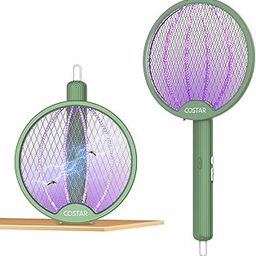 CostarMatter Foldable Swivel Mosquito Racket, UV Light Lamp Electric Fly Swatter Bug Zapper, 2 in 1 Mosquito Bat USB Rechargeable, Hangable Mosquito Swatter w/Long Lasting Lithium-ion Battery-8