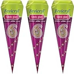 Fevicryl Fabric Glue, Non-Toxic, No-Stitch Glue, Multi-Surface Adhesive For Sticking Embellishments on Fabric, Ideal for Art & Crafts (Pack of 5 Cone - 30g Each)-3