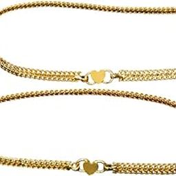 Trendy Gold Plated Flat Designer Chain Anklets/Payal for women-image-30